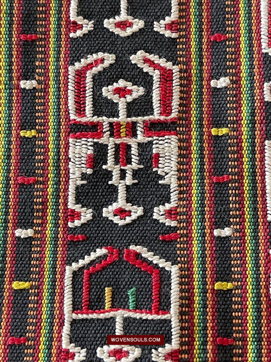 210 Rare Vintage Woven Sungit Skirt from Borneo with Human Consummation motif-WOVENSOULS-Antique-Vintage-Textiles-Art-Decor