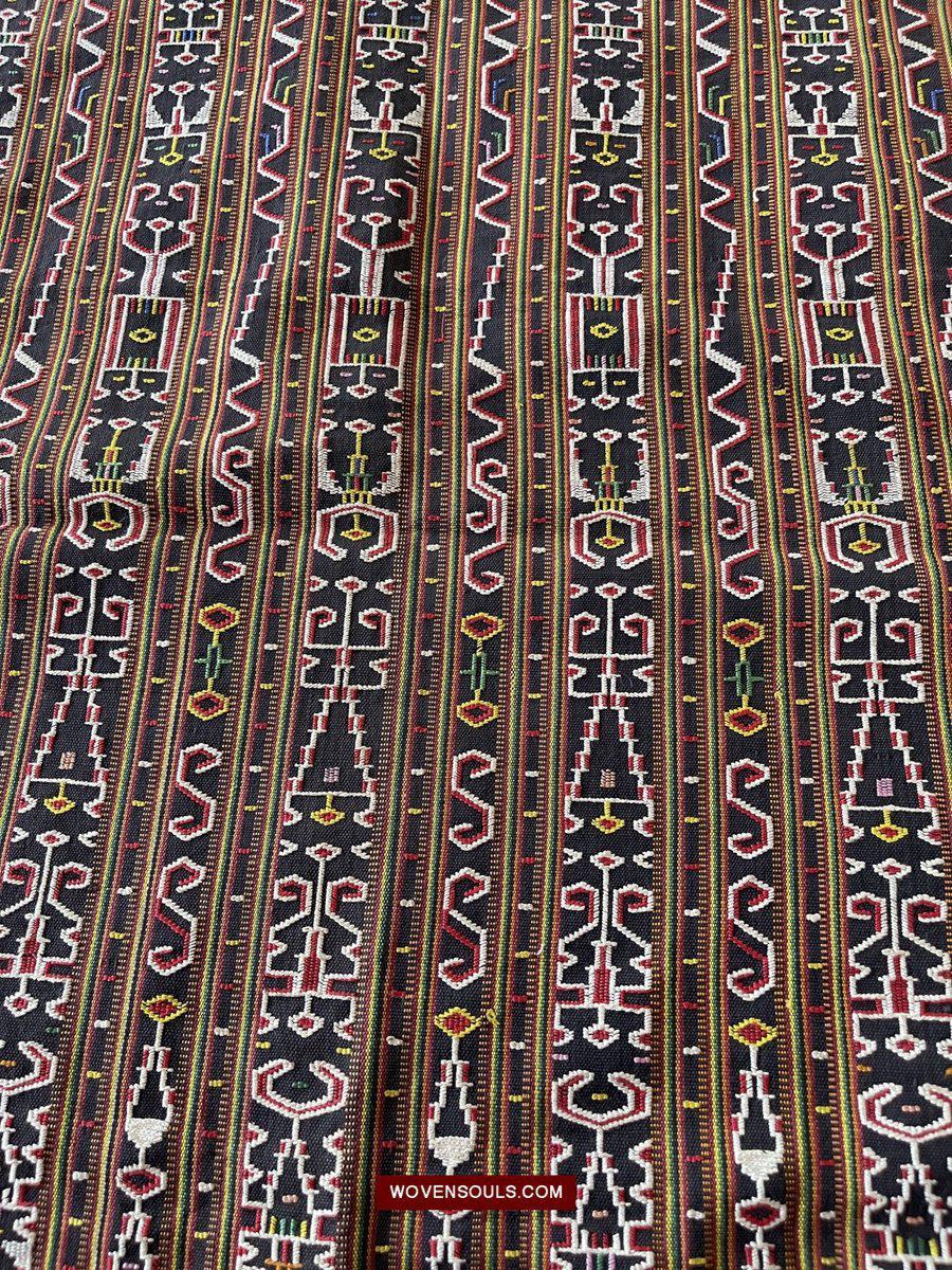 210 Rare Vintage Woven Sungit Skirt from Borneo with Human Consummation motif-WOVENSOULS-Antique-Vintage-Textiles-Art-Decor