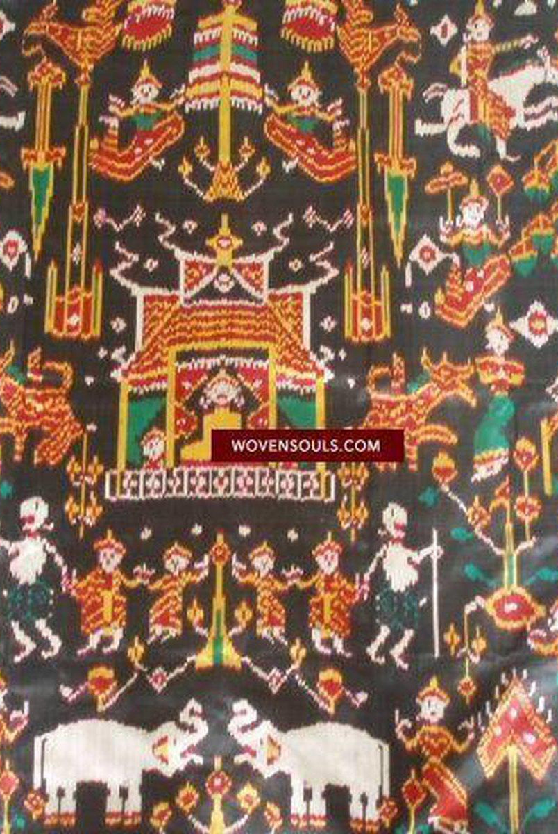 219 Pidan Pedan Seide Ikat buddhistische Wandbehang Textilkunst-WOVENSOULS-Antike-Vintage-Textilien-Kunst-Dekor