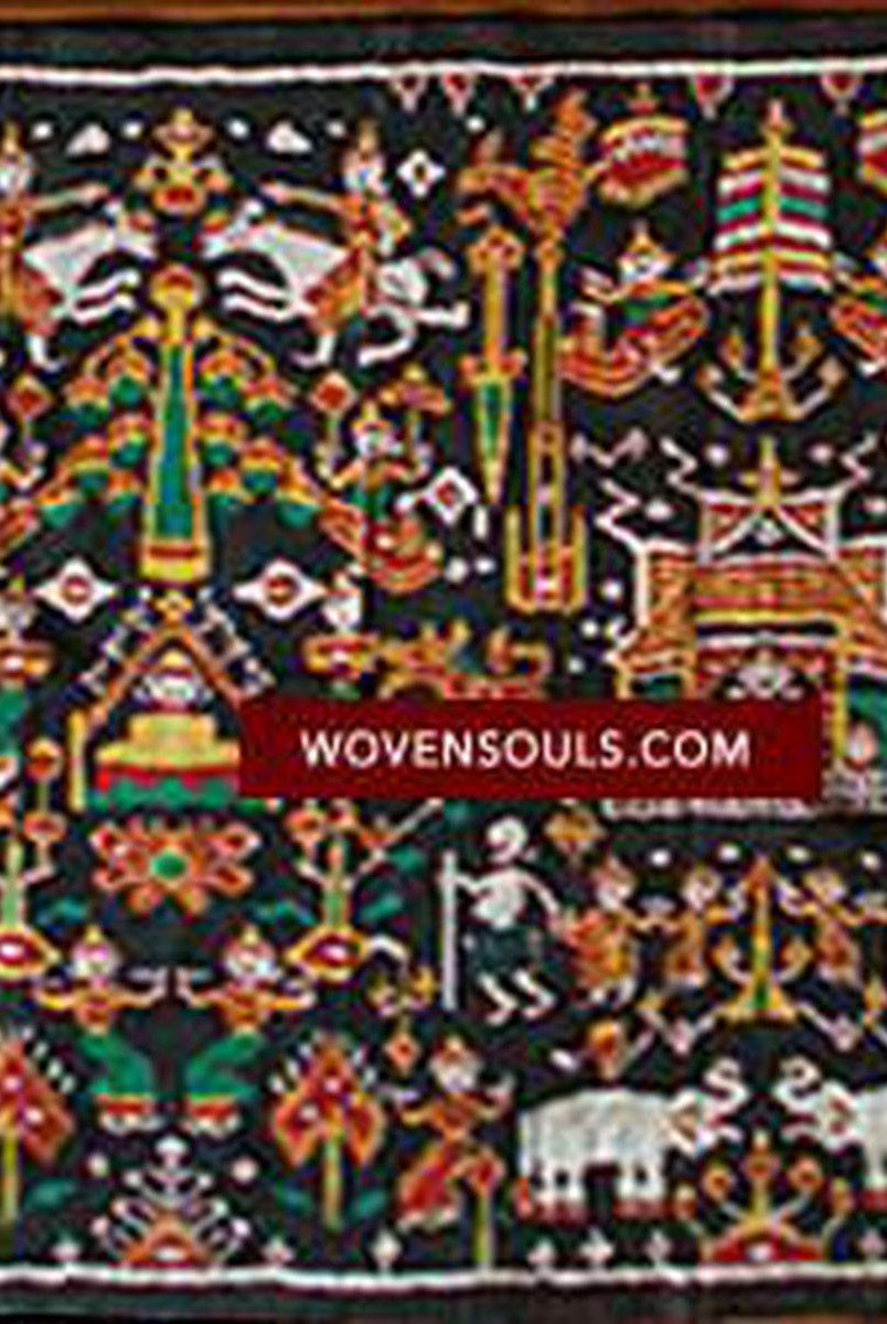 219 Pidan Pedan Seide Ikat buddhistische Wandbehang Textilkunst-WOVENSOULS-Antike-Vintage-Textilien-Kunst-Dekor