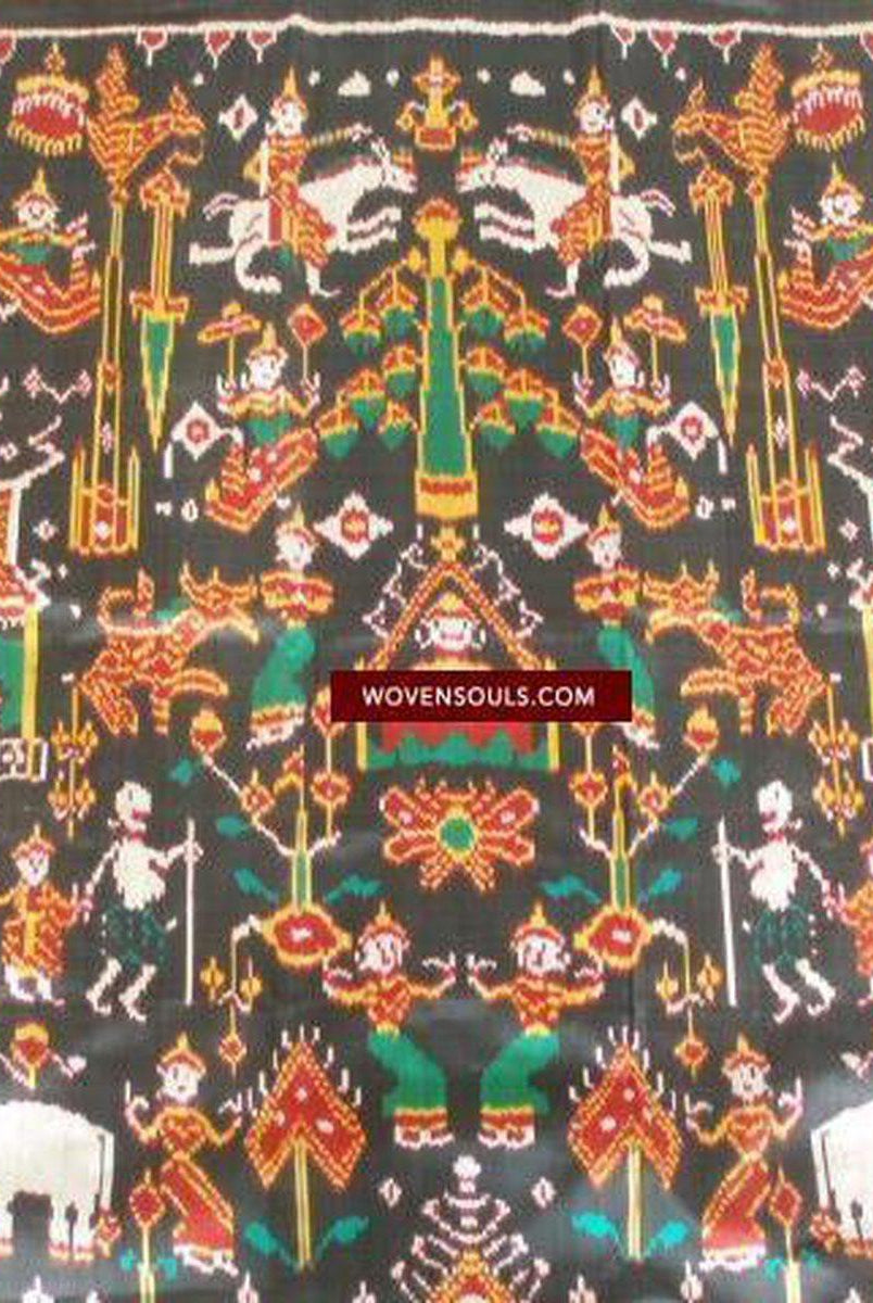 219 Pidan Pedan Seide Ikat buddhistische Wandbehang Textilkunst-WOVENSOULS-Antike-Vintage-Textilien-Kunst-Dekor