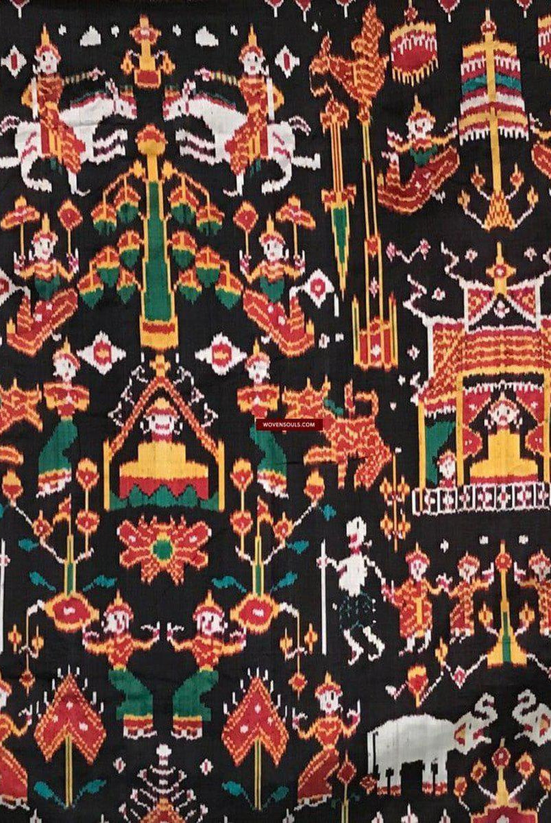 219 Pidan Pedan Seide Ikat buddhistische Wandbehang Textilkunst-WOVENSOULS-Antike-Vintage-Textilien-Kunst-Dekor
