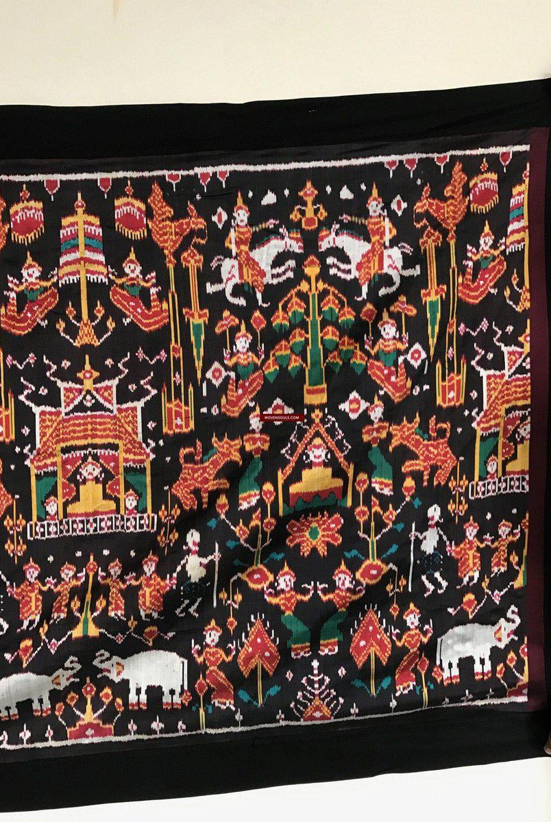 219 Pidan Pedan Seide Ikat buddhistische Wandbehang Textilkunst-WOVENSOULS-Antike-Vintage-Textilien-Kunst-Dekor