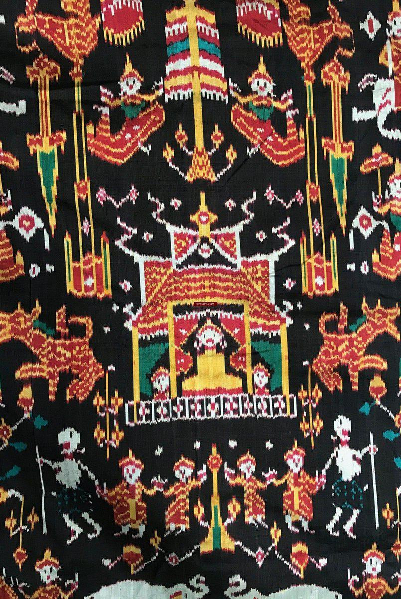 219 Pidan Pedan Seide Ikat buddhistische Wandbehang Textilkunst-WOVENSOULS-Antike-Vintage-Textilien-Kunst-Dekor