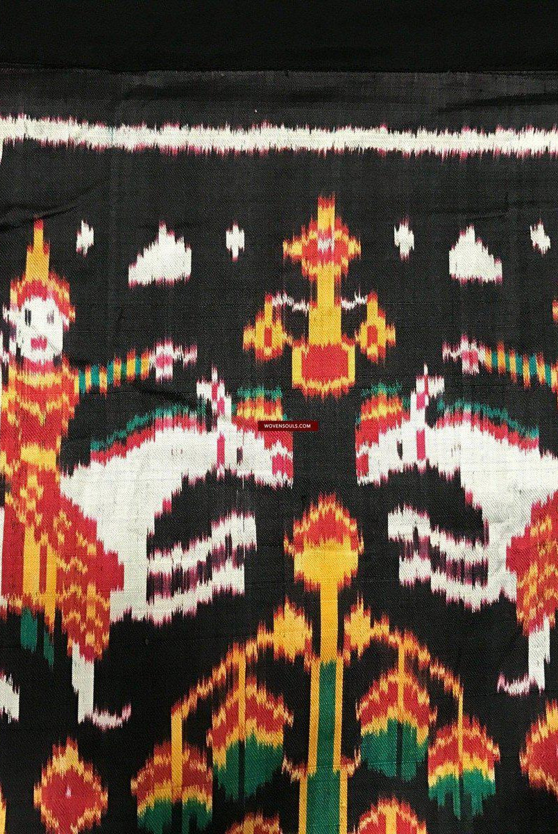 219 Pidan Pedan Seide Ikat buddhistische Wandbehang Textilkunst-WOVENSOULS-Antike-Vintage-Textilien-Kunst-Dekor