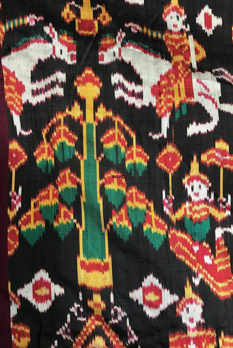 219 Pidan Pedan Seide Ikat buddhistische Wandbehang Textilkunst-WOVENSOULS-Antike-Vintage-Textilien-Kunst-Dekor