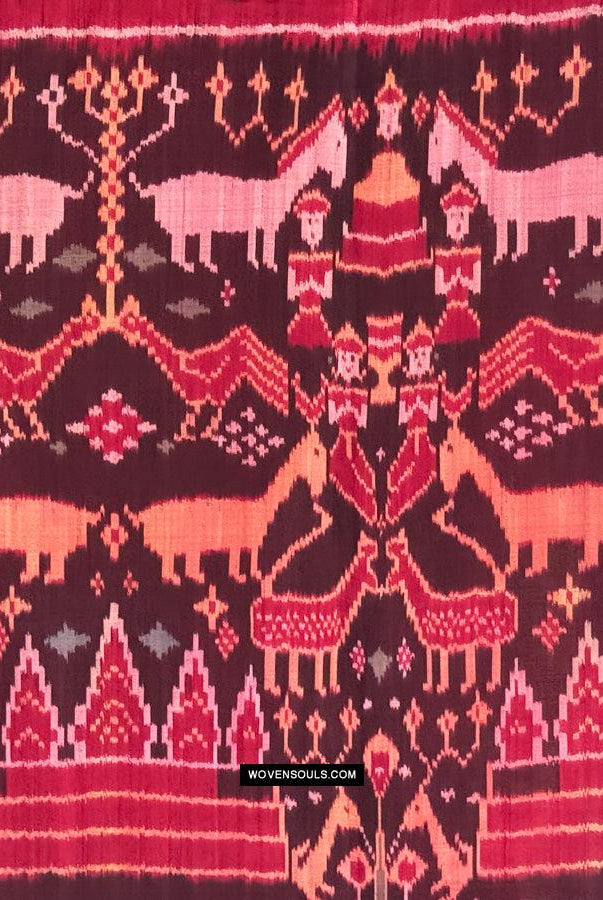 222 Seiden-Pidan-Pedan-Ikat-buddhistische figurative Textilkunst aus Kambodscha