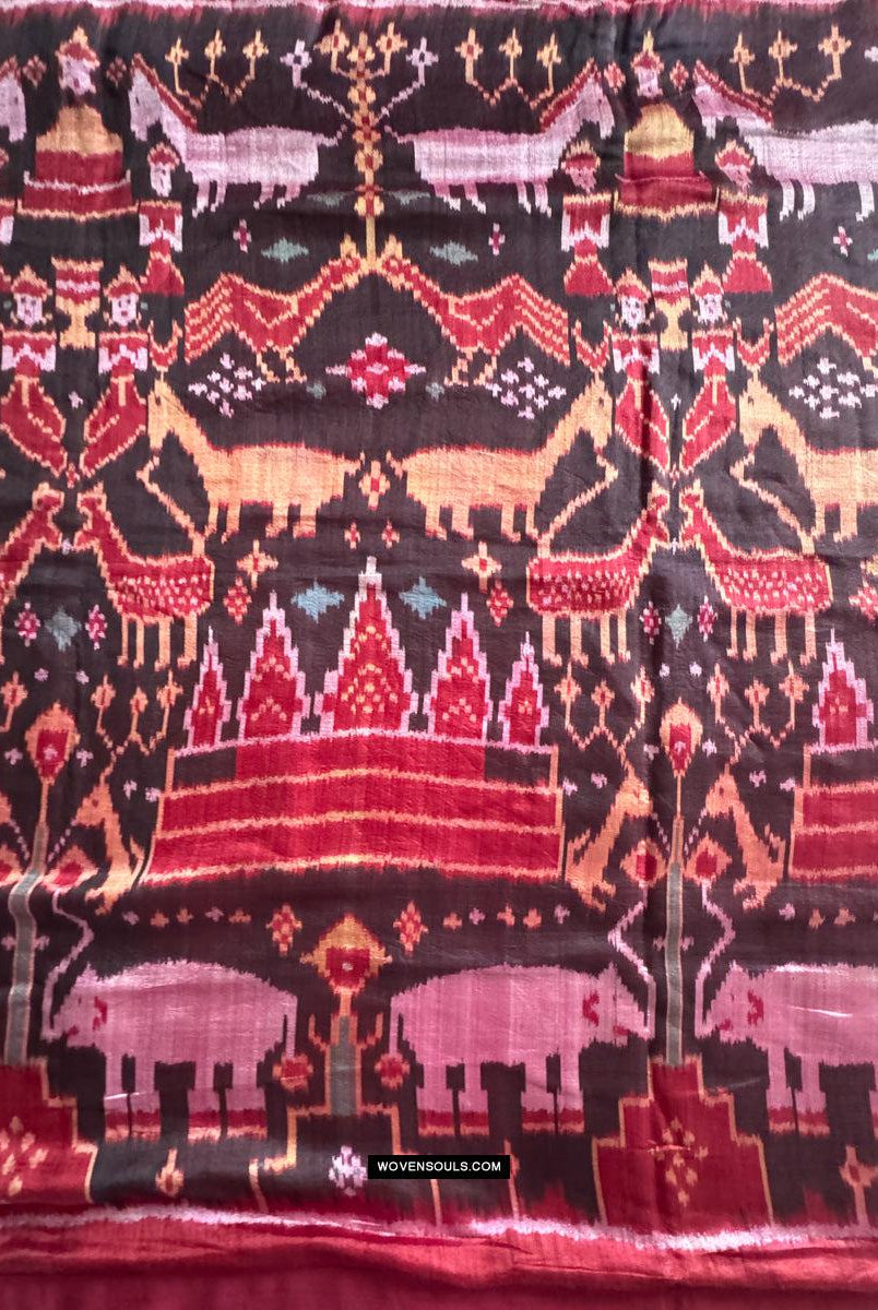 222 Seiden-Pidan-Pedan-Ikat-buddhistische figurative Textilkunst aus Kambodscha