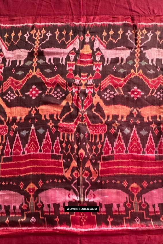 222 Seiden-Pidan-Pedan-Ikat-buddhistische figurative Textilkunst aus Kambodscha