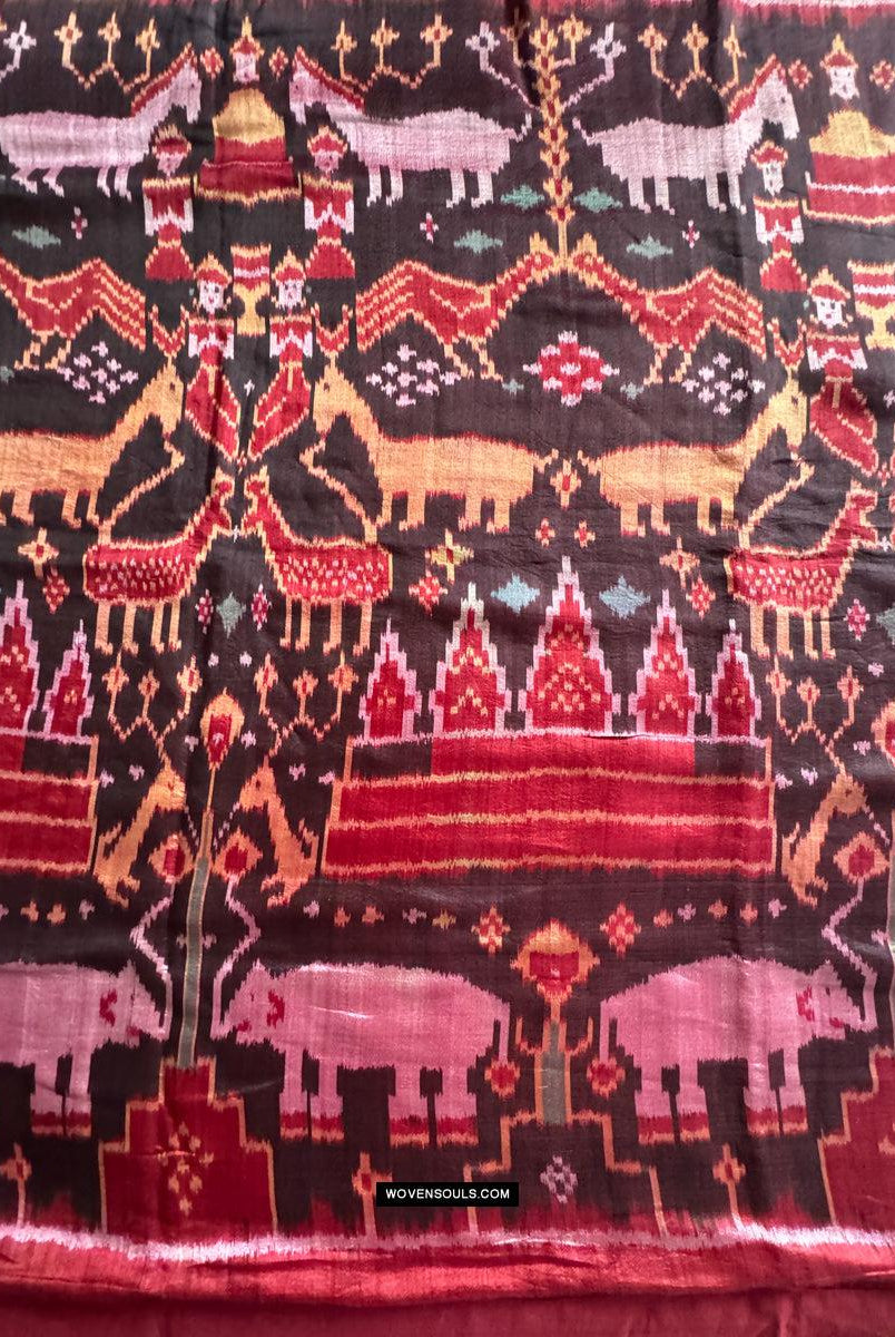 222 Seiden-Pidan-Pedan-Ikat-buddhistische figurative Textilkunst aus Kambodscha