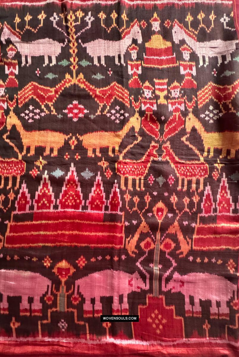 222 Seiden-Pidan-Pedan-Ikat-buddhistische figurative Textilkunst aus Kambodscha