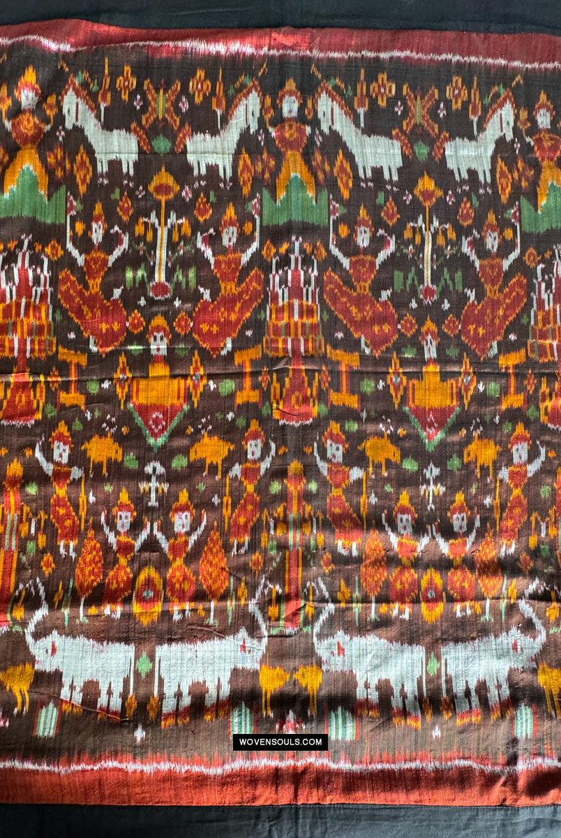 223-Ein kambodschanischer Seiden-Ikat-Pidan-Pedan-Tempelbehang