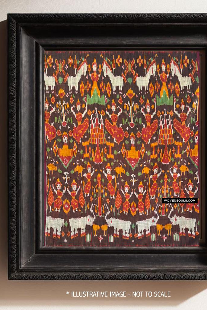 223-C Kambodschanischer Seiden-Ikat-Pidan-Pedan-Tempelbehang