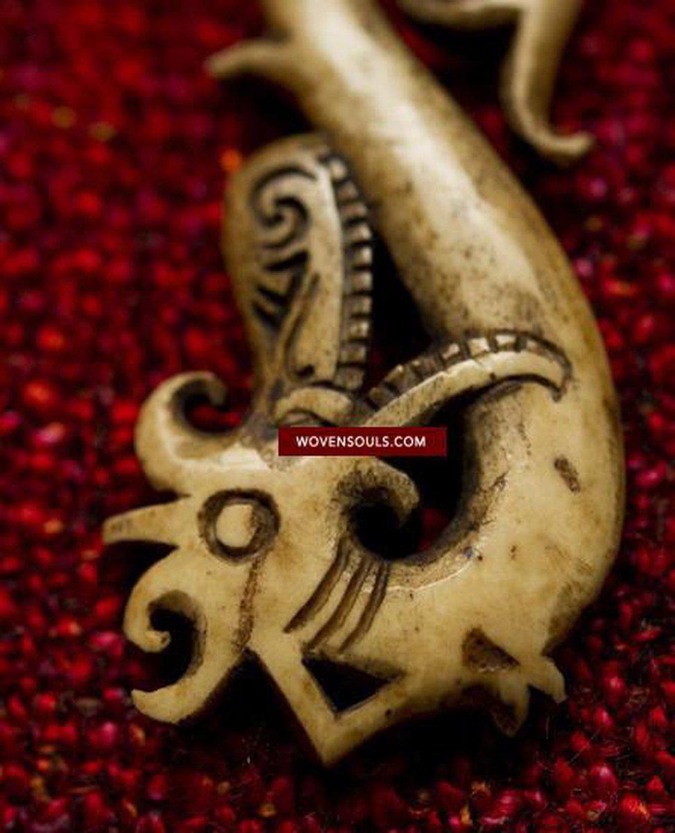 235 Boucle d'oreille antique en os Dayak Ornement Dayak-WOVENSOULS-Antique-Vintage-Textiles-Art-Décor