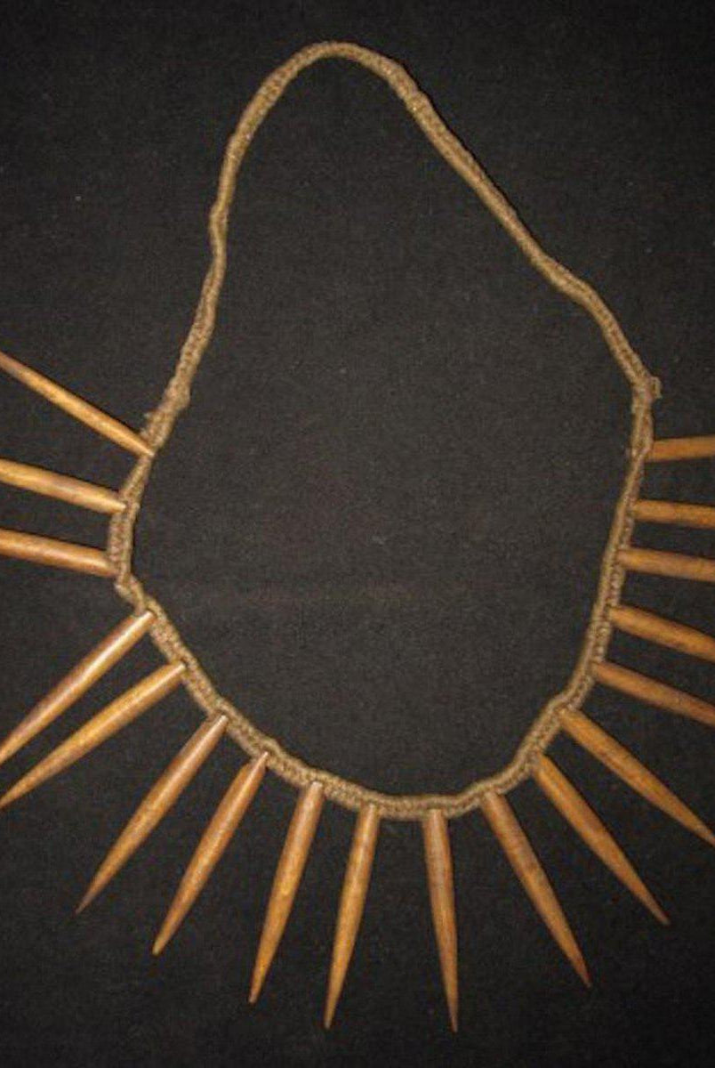 237 SOLD Antique Borneo Fossil Stone Necklace-WOVENSOULS-Antique-Vintage-Textiles-Art-Decor