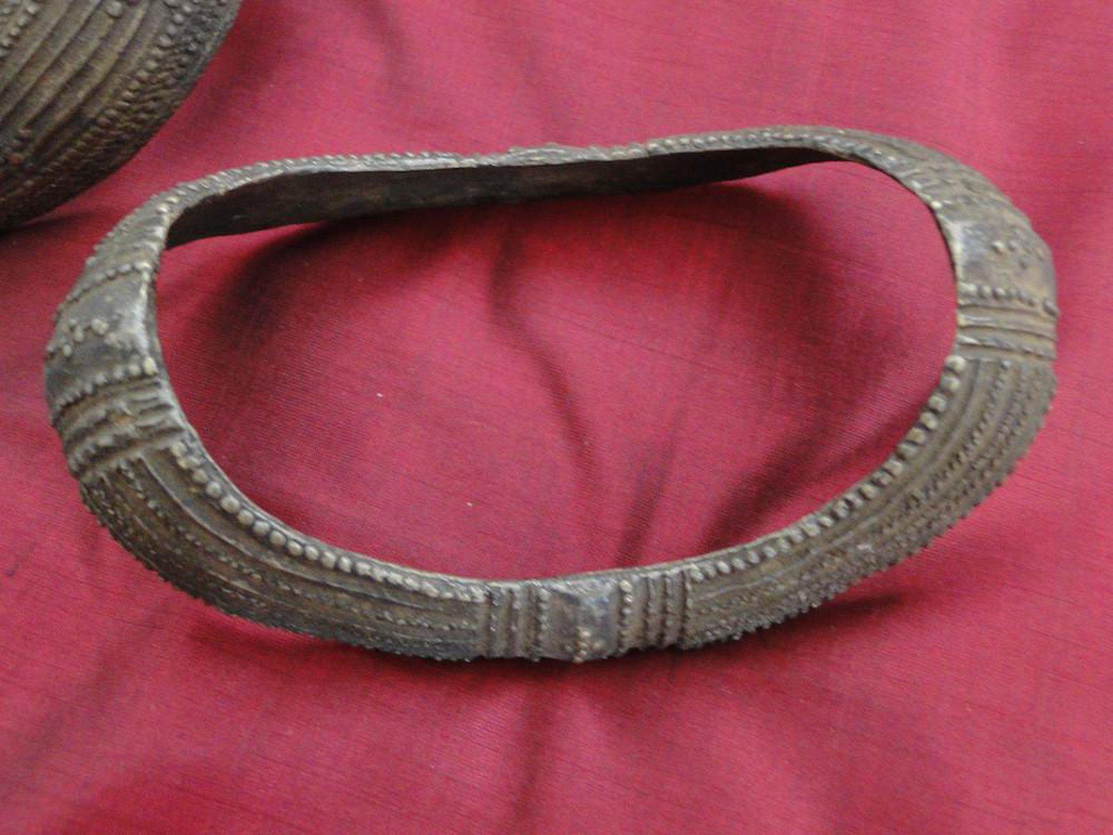 246 Pair of Old Heavy Collectible Adivasi Tribal Anklets Odisha-WOVENSOULS-Antique-Vintage-Textiles-Art-Decor