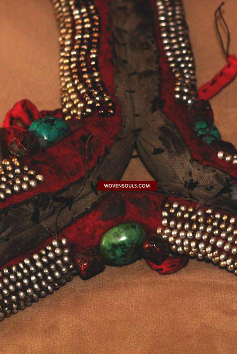 263 SOLD Antique Tibetan Noblewoman's Headdress Pat'h-WOVENSOULS-Antique-Vintage-Textiles-Art-Decor