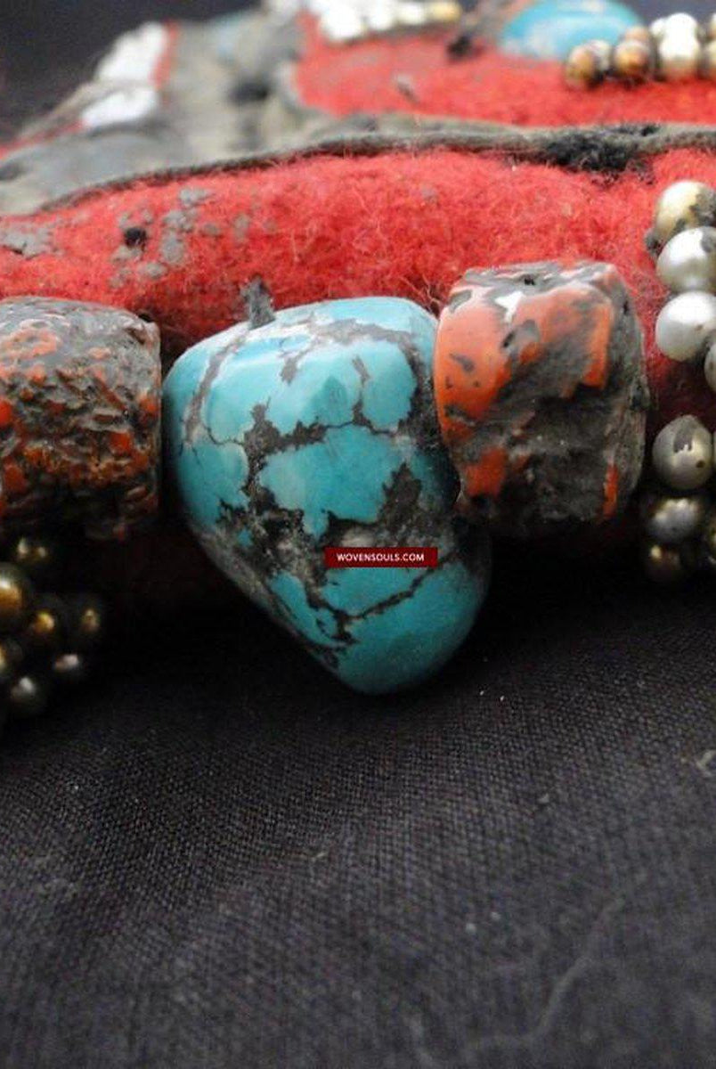 263 SOLD Antique Tibetan Noblewoman's Headdress Pat'h-WOVENSOULS-Antique-Vintage-Textiles-Art-Decor