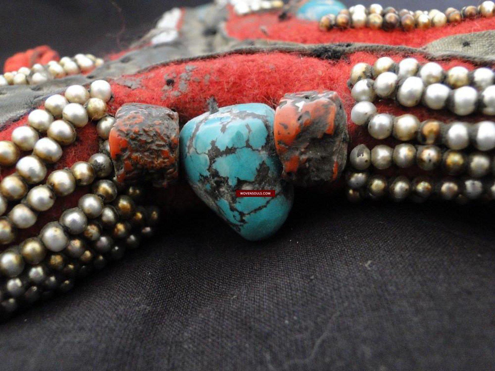 263 SOLD Antique Tibetan Noblewoman's Headdress Pat'h-WOVENSOULS-Antique-Vintage-Textiles-Art-Decor