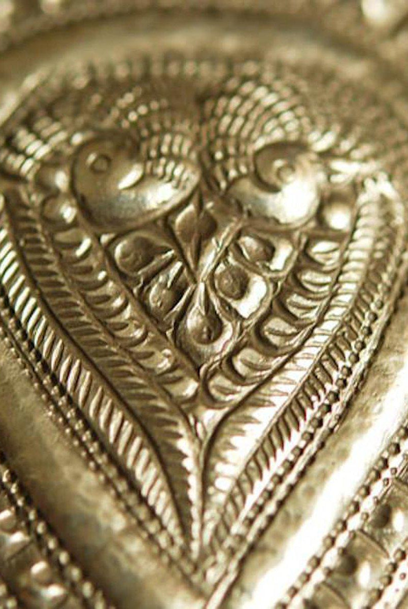 274 Old Silver Betel Nut Leaf Holder Box-WOVENSOULS-Antique-Vintage-Textiles-Art-Decor