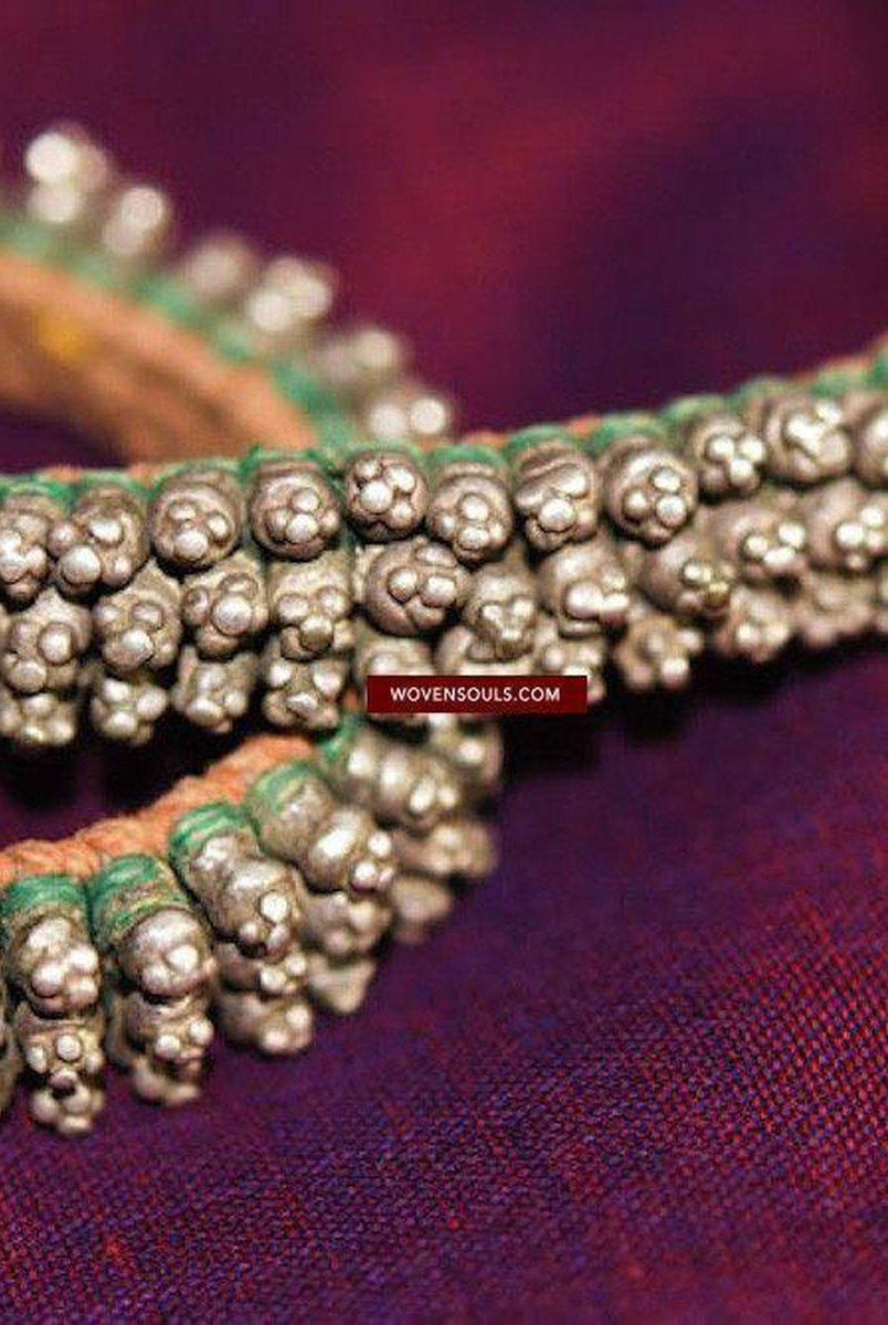 284 Old Woven Silver Gypsy Bracelet-WOVENSOULS-Antique-Vintage-Textiles-Art-Decor