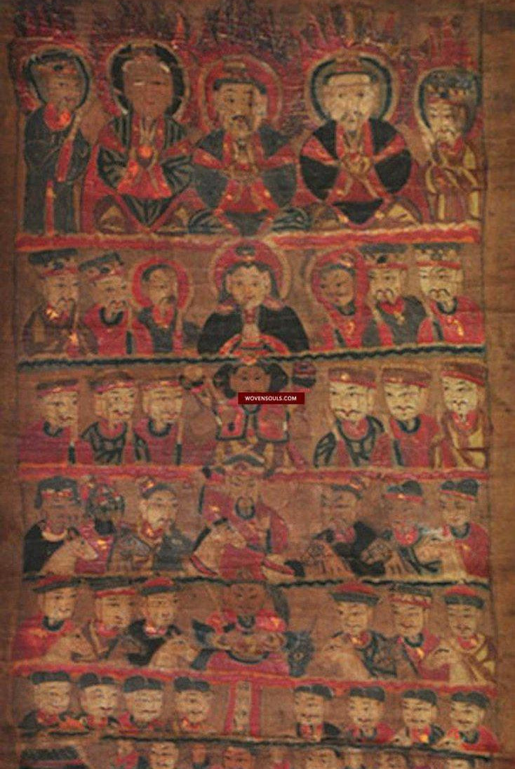 289 Antique Yao Daoist Ritual Scroll Painting from Vietnam-WOVENSOULS-Antique-Vintage-Textiles-Art-Decor