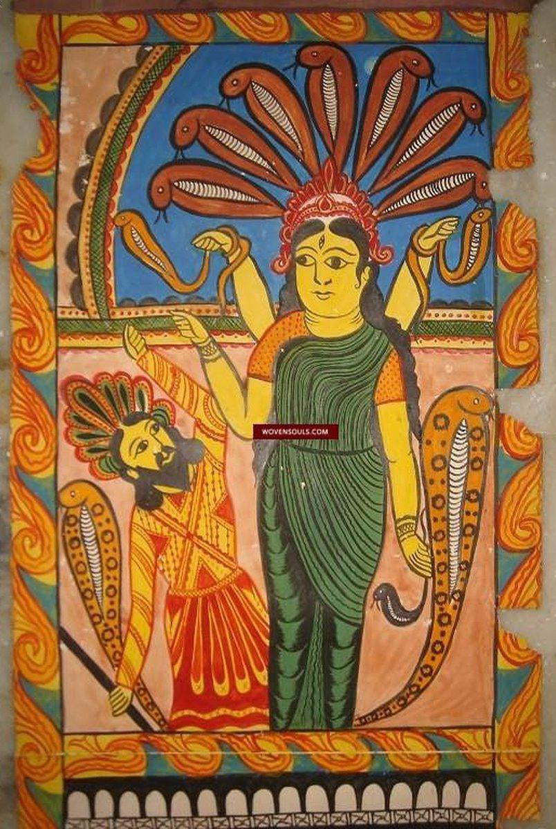296 Vintage Bengal Pattua Painting Scroll-WOVENSOULS-Antique-Vintage-Textiles-Art-Decor