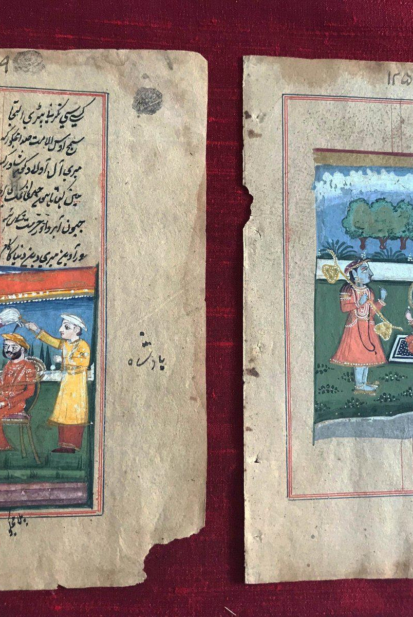 297 Two folios with Illuminated paintings from Akbar's "Religion of God" Manuscript-WOVENSOULS-Antique-Vintage-Textiles-Art-Decor