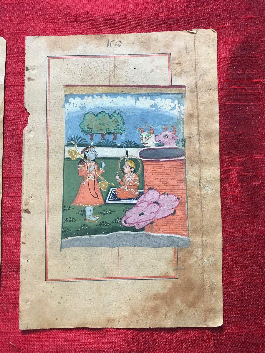 297 Two folios with Illuminated paintings from Akbar's "Religion of God" Manuscript-WOVENSOULS-Antique-Vintage-Textiles-Art-Decor
