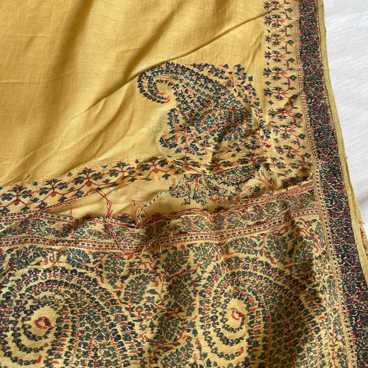 1510 SOLD - Superfine Antique Kashmir Pashmina Dochalla Long Shawl - WOVENSOULS Antique Vintage Art Interior Decor