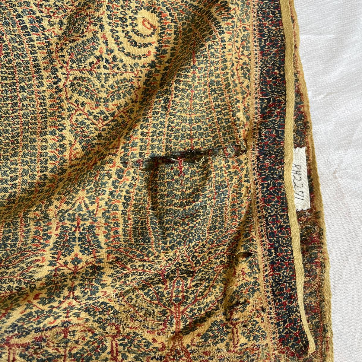 1510 SOLD - Superfine Antique Kashmir Pashmina Dochalla Long Shawl - WOVENSOULS Antique Vintage Art Interior Decor