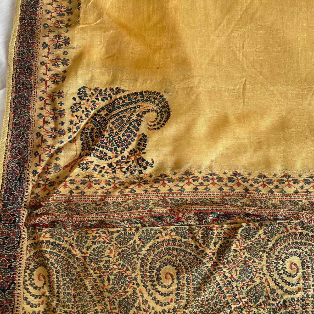 1510 SOLD - Superfine Antique Kashmir Pashmina Dochalla Long Shawl - WOVENSOULS Antique Vintage Art Interior Decor