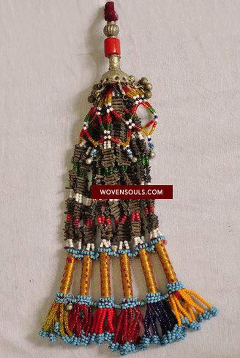 303 Pair of Folk Art Ornaments with Cloves and Beads-WOVENSOULS-Antique-Vintage-Textiles-Art-Décor