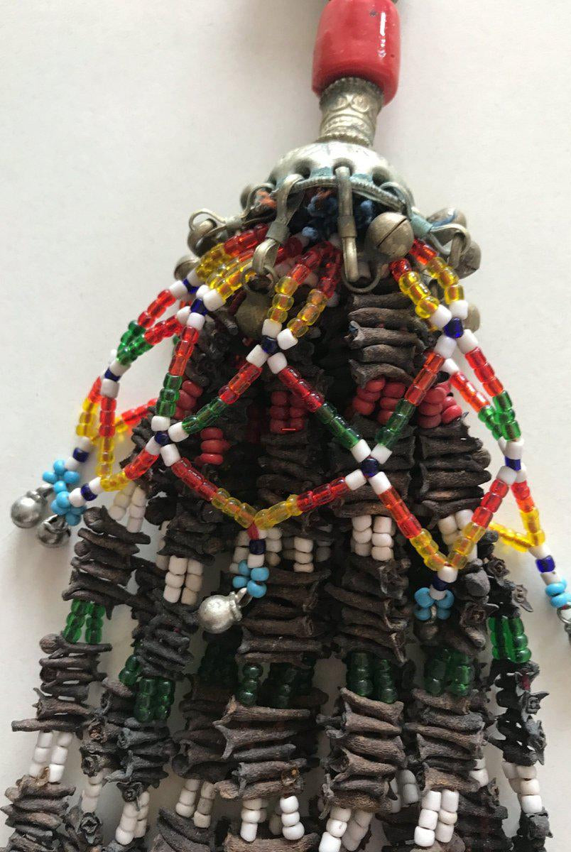 303 Pair of Folk Art Ornaments with Cloves and Beads-WOVENSOULS-Antique-Vintage-Textiles-Art-Décor