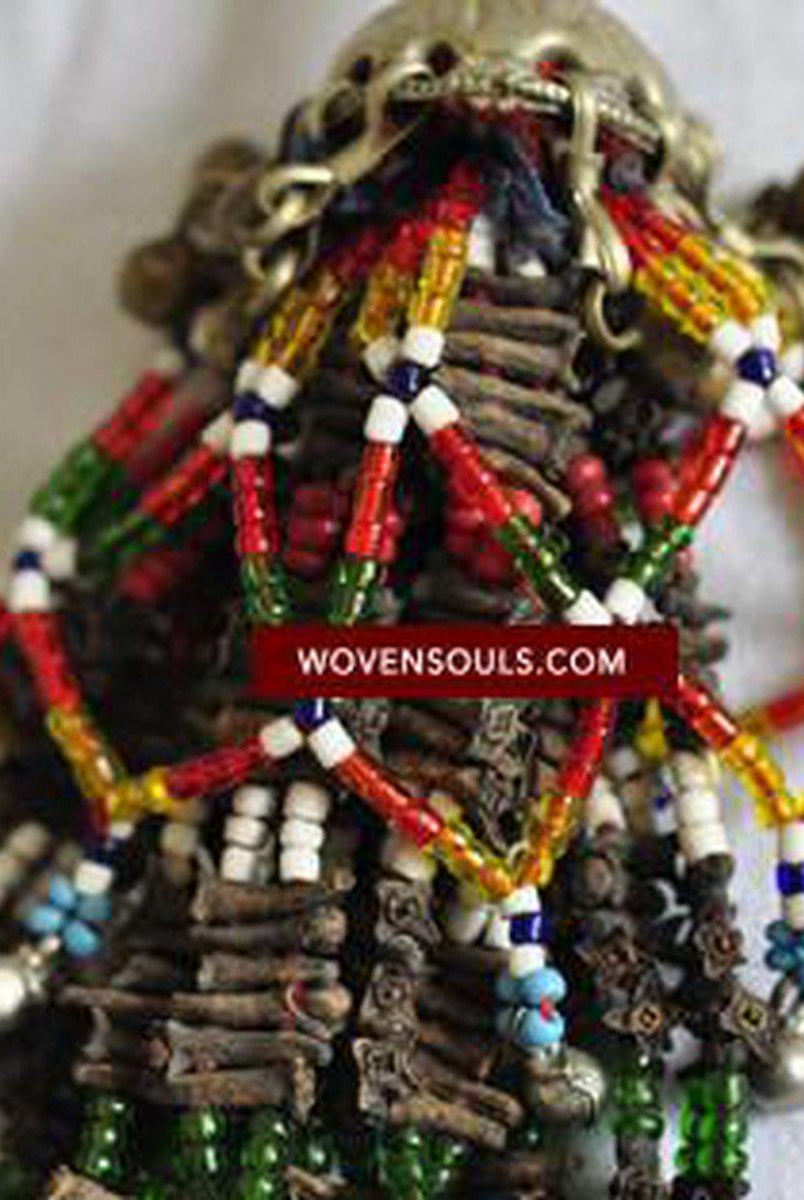 303 Pair of Folk Art Ornaments with Cloves and Beads-WOVENSOULS-Antique-Vintage-Textiles-Art-Décor