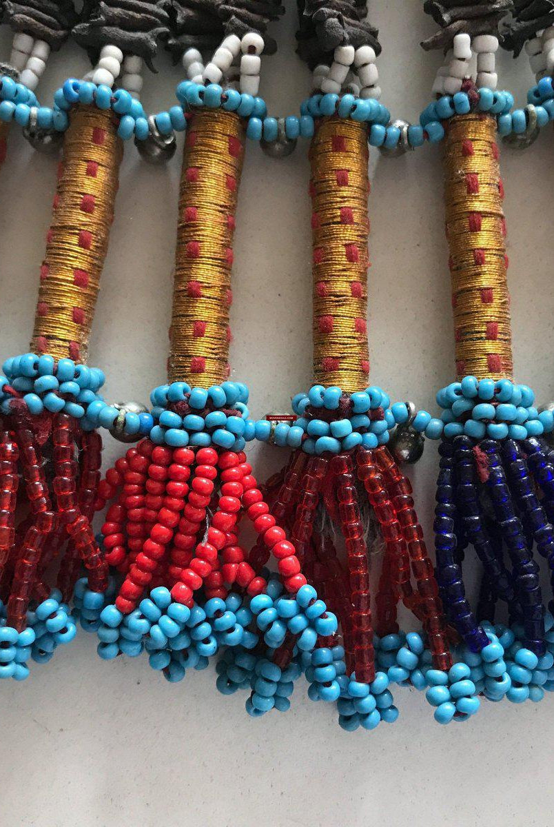303 Pair of Folk Art Ornaments with Cloves and Beads-WOVENSOULS-Antique-Vintage-Textiles-Art-Décor