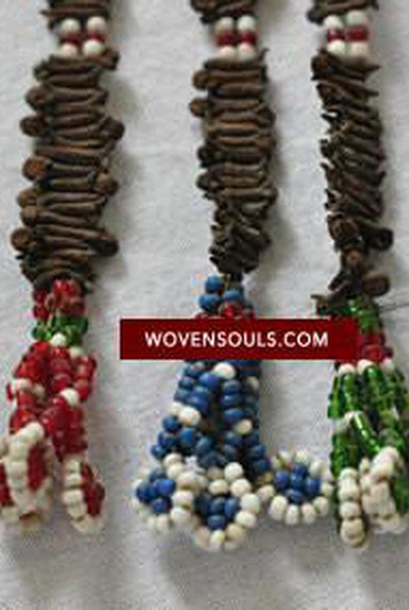 303 Pair of Folk Art Ornaments with Cloves and Beads-WOVENSOULS-Antique-Vintage-Textiles-Art-Décor
