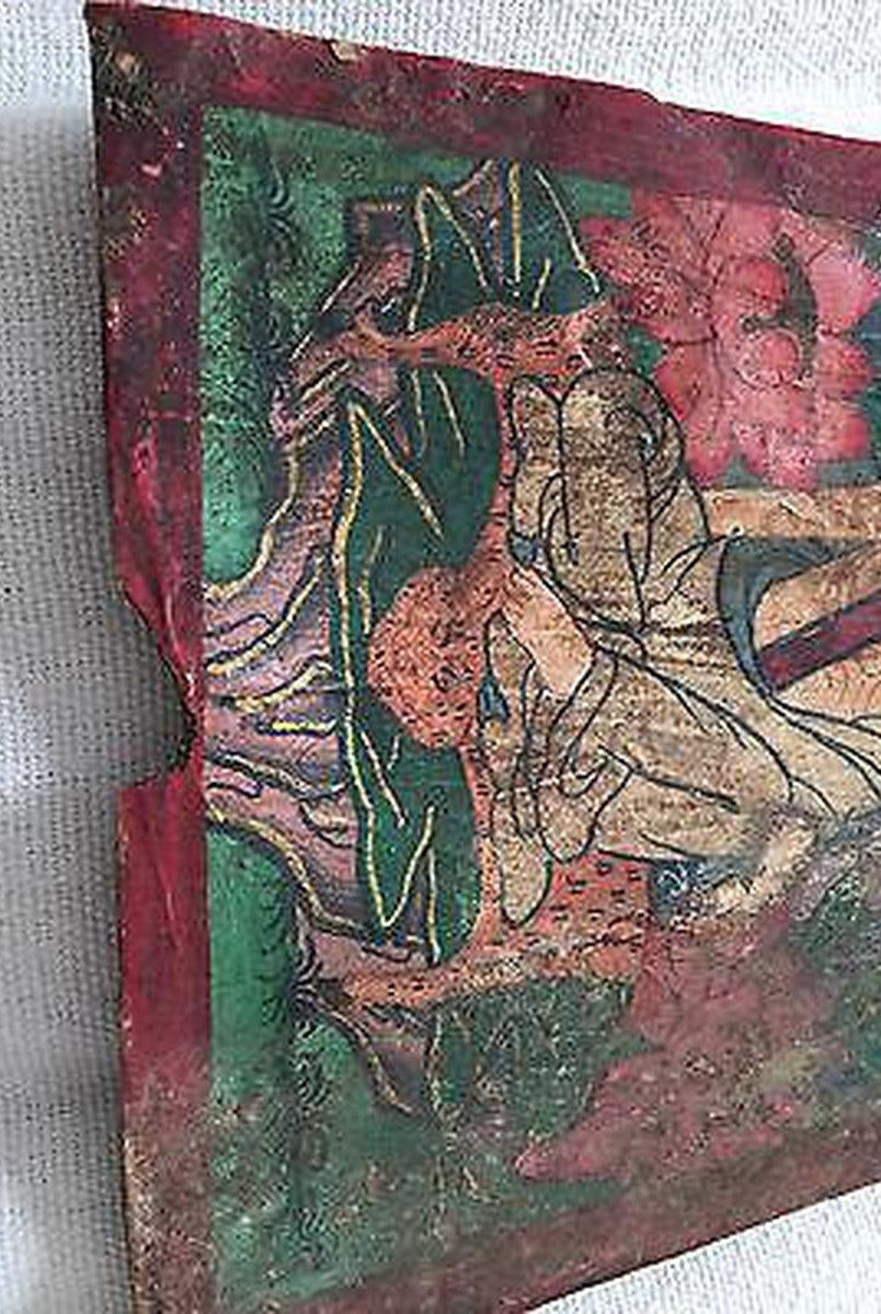 304 VENDU Peinture bouddhiste antique utilisée lors du pèlerinage-WOVENSOULS-Antique-Vintage-Textiles-Art-Décor