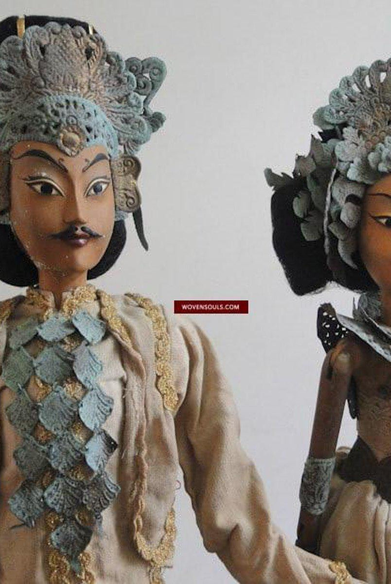 308 Pair - Old Majapahit Puppets Indonesia Folk Art-WOVENSOULS-Antique-Vintage-Textiles-Art-Decor