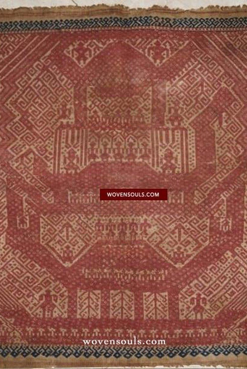 312 Antique Sumatran Tampan Ship cloth Textile Woven Art Indonesia-WOVENSOULS-Antique-Vintage-Textiles-Art-Decor