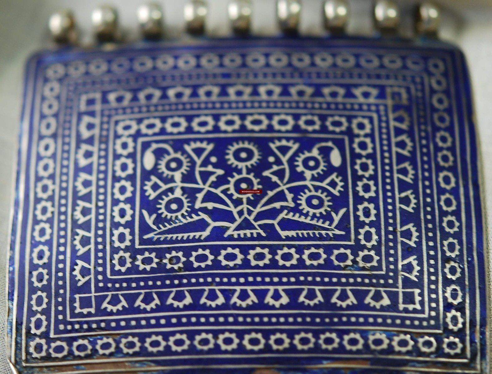 319 SOLD Old Multan Silver Pendant with Blue Enamel-WOVENSOULS-Antique-Vintage-Textiles-Art-Decor