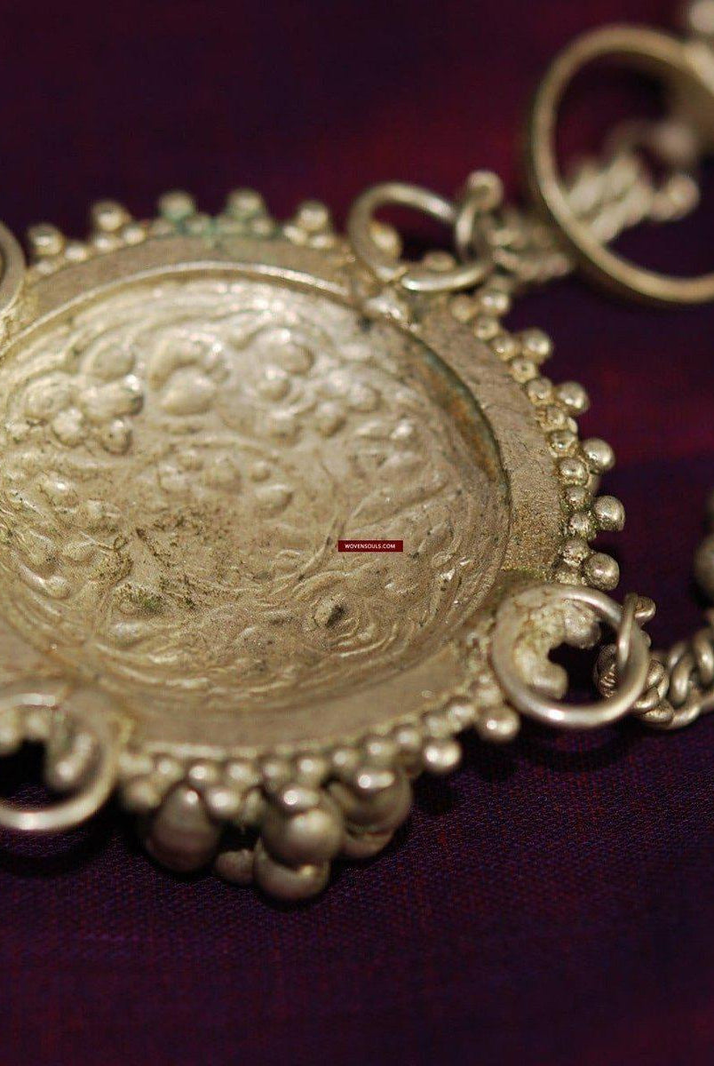 321 gioielli di ornamento nuziale a mano in argento indiano antico-WOVENSOULS-Arredamento artistico-tessile-vintage-antico