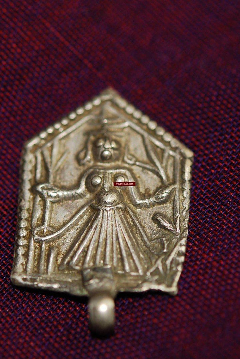 324 Old Indian Silver Locket Ornament Jewelry with Cultural Significance-WOVENSOULS-Antique-Vintage-Textiles-Art-Decor