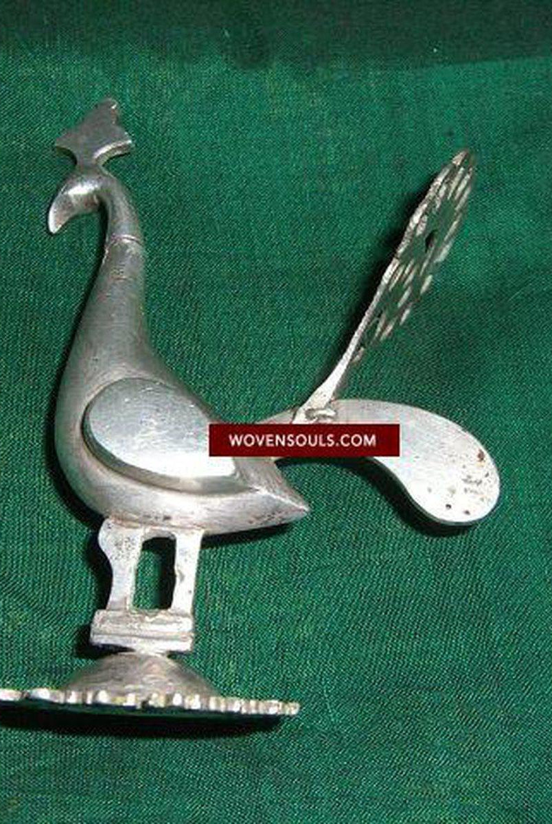 325 Old Silver Peacock Surma Box - Kohl container ornament-WOVENSOULS-Antique-Vintage-Textiles-Art-Decor