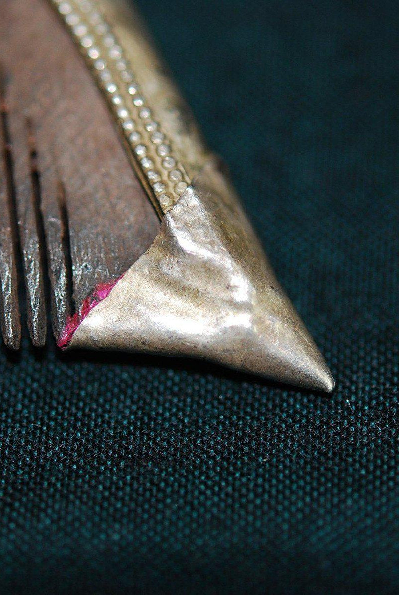 326 Vecchio pettine ornamentale in legno con rivestimento in argentoWOVENSOULS-Arredamento artistico-tessile-vintage-antico