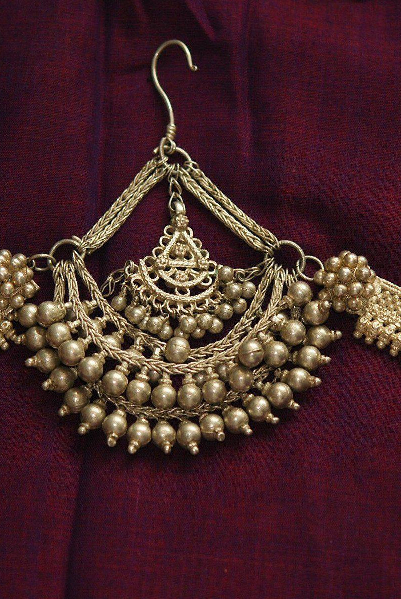 335 Ornamento per capelli da sposa in argento vintage "BENDA"-WOVENSOULS-Arredamento artistico-tessile-vintage-antico