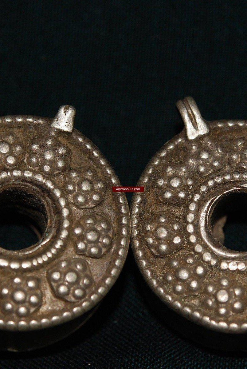 343 Old Silver Earring Discs Indian Jewelry-WOVENSOULS-Antique-Vintage-Textiles-Art-Decor