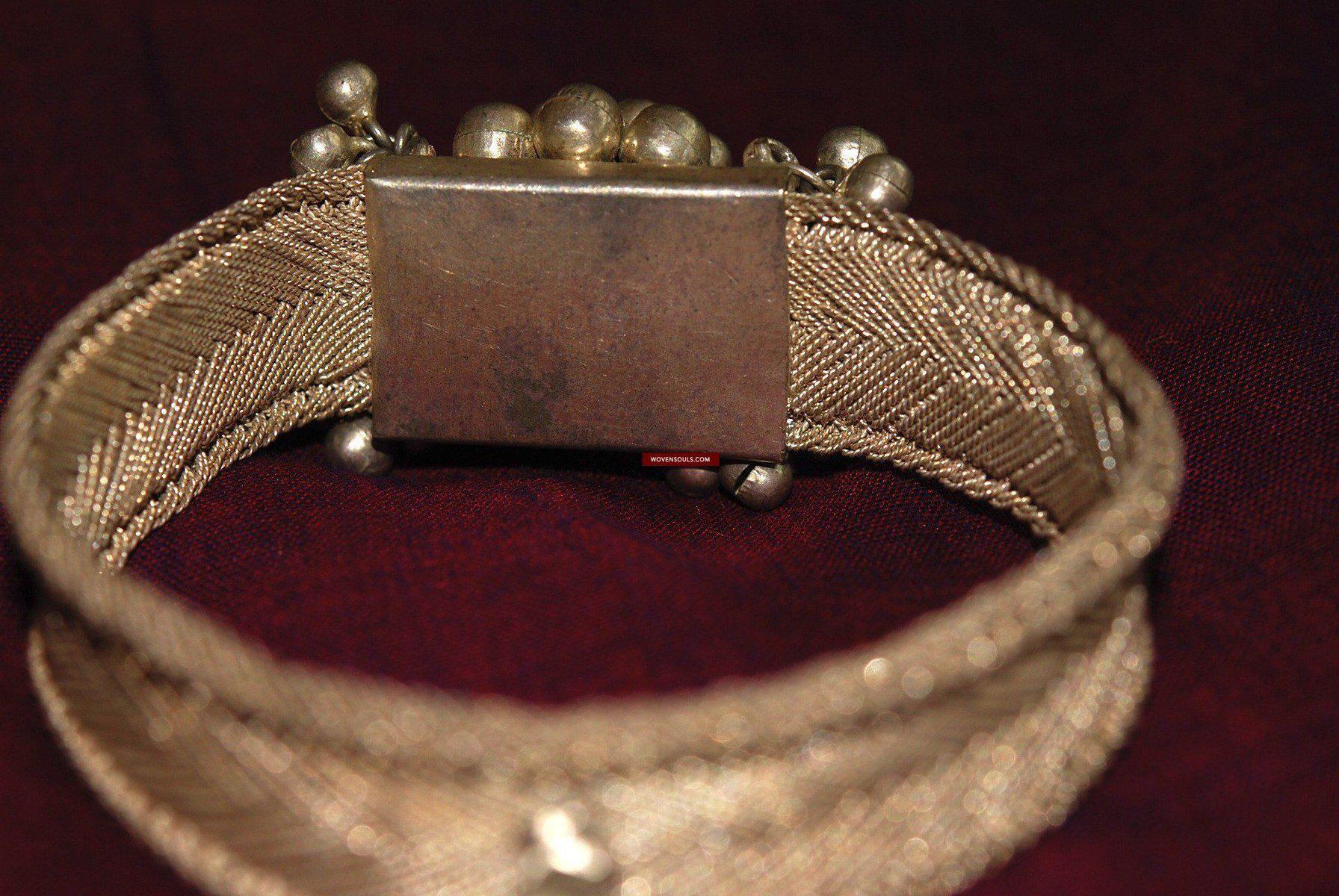 362 Old Hand Woven Filigree Wired Silver Bangle-WOVENSOULS-Antique-Vintage-Textiles-Art-Decor