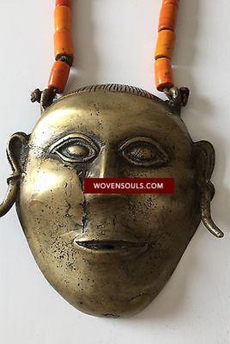 369 SOLD Antique Naga Heirloom Brass And Glass Trade Beads-WOVENSOULS-Antique-Vintage-Textiles-Art-Decor