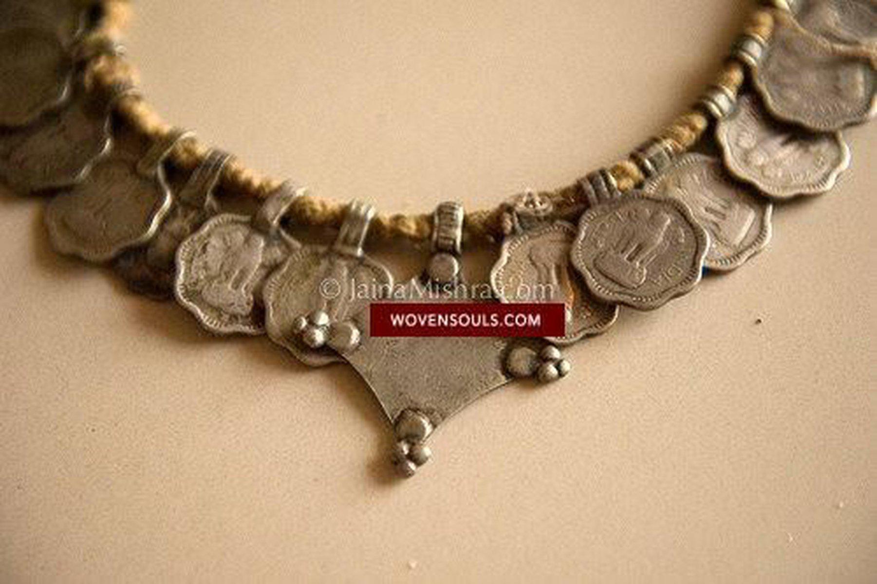 384 Vintage Garo Tribe Necklace with Coins-WOVENSOULS-Antique-Vintage-Textiles-Art-Decor